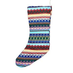 NWT Christmas Stocking Patina Pink Teal Yellow Red